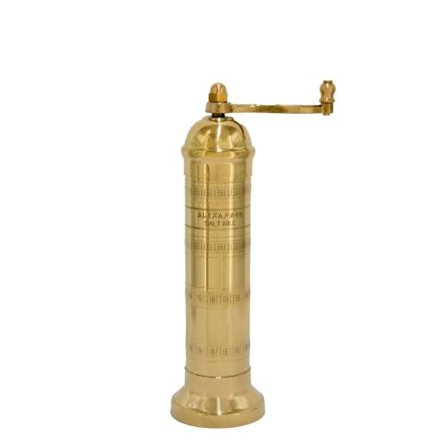 European Brass Salt Mill - 8-Inch Refillable Hand Coffee Grinder