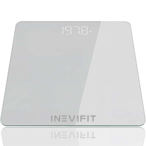 INEVIFIT Silver Digital Bathroom Scale - Accurate 400 lbs Weight Monitor