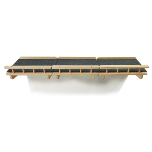 Wall Mounted Cat Shelves Set - Natural Wood 47.2 x 11.8 Inches, 3-Pack, Carpeted Perches - Variation B