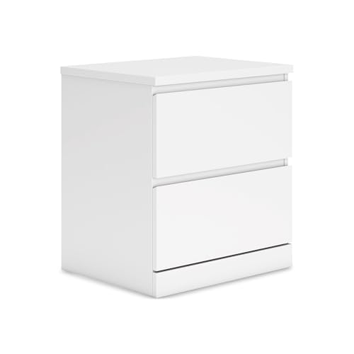 White Nightstand with 2 Drawers - Modern Minimalist Bedside Table