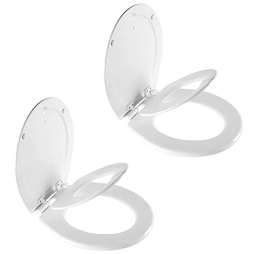 Round Toilet Seat with Built-In Potty Training Seat 2-Pack - Slow-Close, Removable, White