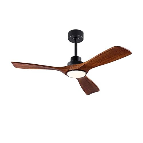 Ceiling Fan with Light - 42 Inch Black Body and Dark Walnut Blades - Remote Control