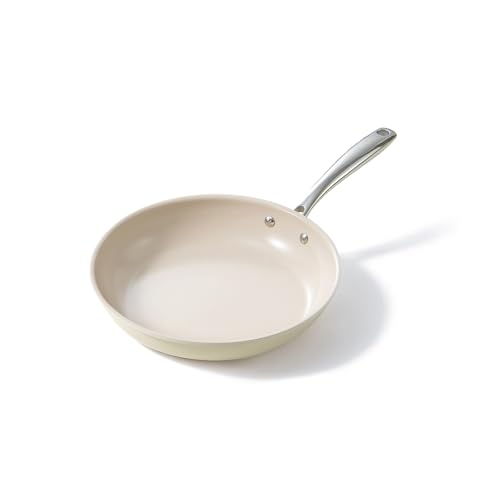 Beige White 8 Inch Nonstick Frying Pan - Ceramic, Oven Safe, Egg Pan