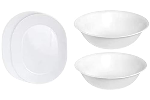 Corelle Winter Frost White Serving Platter & 2-Quart Bowl Set – 2-Pack with Variation Platter & 2 Qt