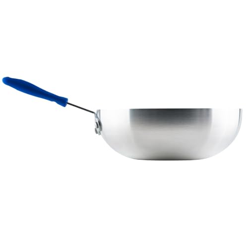 Winco 11-Inch Aluminum Stir Fry Pan with Silicone Handle - Natural Finish