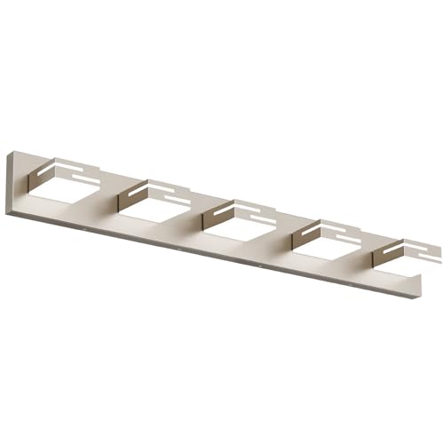 Nickel 36-Inch Dimmable LED Bathroom Vanity Light with 5 Acrylic Heads