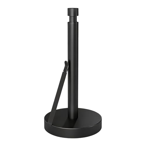YUMORE Black Heavy Duty Paper Towel Holder with Weighted Base - 4.2lbs Kitchen Countertop Dispenser