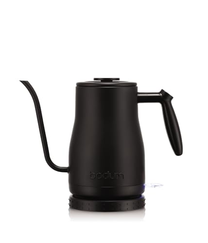 Electric Water Kettle 34oz Gooseneck Pour Over Coffee & Tea, Stainless Steel Matte Black