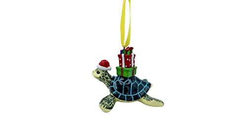 Blue Sea Turtle Christmas Ornament - Hanging Coastal Beach Decor, 2.75in