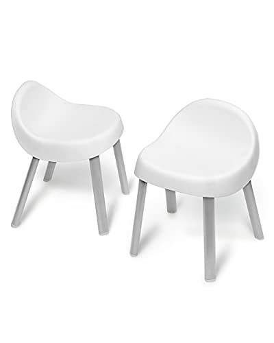 Toddler Activity Chairs Set of 2 - White Metal Child Chairs with Detachable Legs
