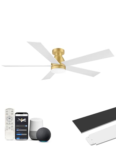 52-Inch Smart Ceiling Fan with Lights Remote Control Outdoor Gold White & Black