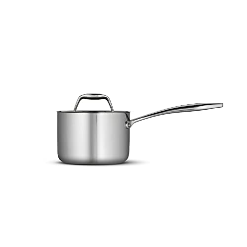 Sauce Pan 1.5 Quart - Tri-Ply Clad Stainless Steel with Lid & Handles