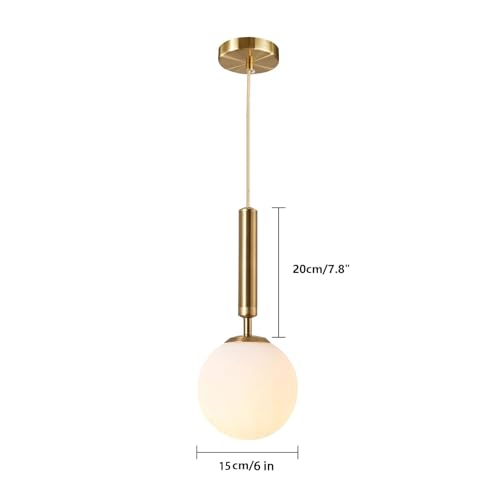 Gold Battery Operated Pendant Lights Set of 2 with Remote Dimmable Rechargeable Bulb