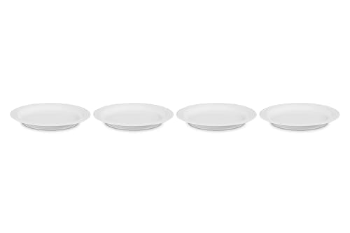 Le Creuset 4-Piece White Stoneware Dinner Plate Set 10.5" - Durable, Nonstick, Dishwasher Safe