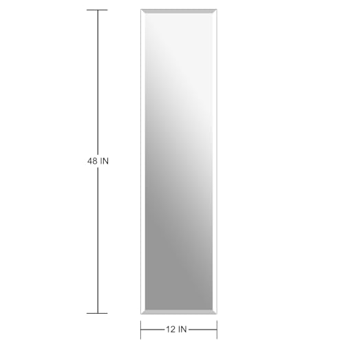 48x12 Inch Frameless Full Length Wall Mirror - Modern Bathroom Vanity Mirror - Ruomeng