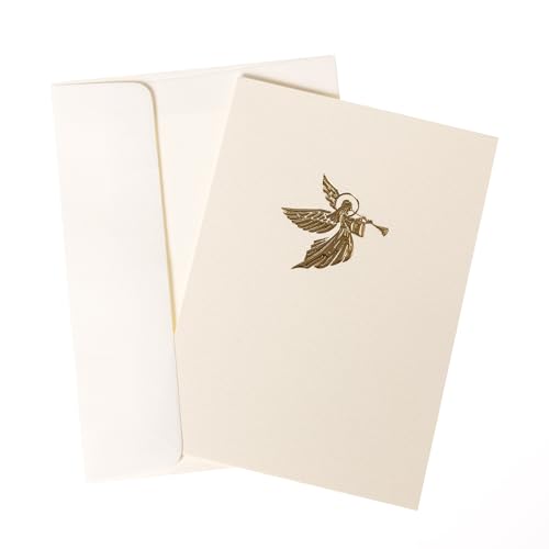 Graphique Angel Cards Gift Set – 15 Blank Christmas Cards with Envelopes, Gold Foil & Embossed Angels