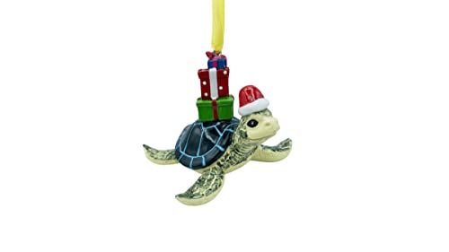 Blue Sea Turtle Christmas Ornament - Hanging Coastal Beach Decor, 2.75in