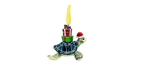 Blue Sea Turtle Christmas Ornament - Hanging Coastal Beach Decor, 2.75in