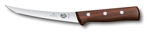 Victorinox Wood 5.9" Curved Boning Knife - Brown Handle, Semi-Stiff, Narrow Blade