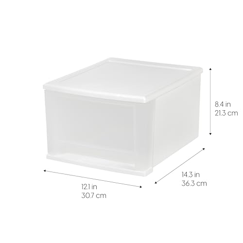 IRIS USA 4-Pack Medium 17 Qt. Stackable Drawer Storage Organizers, White
