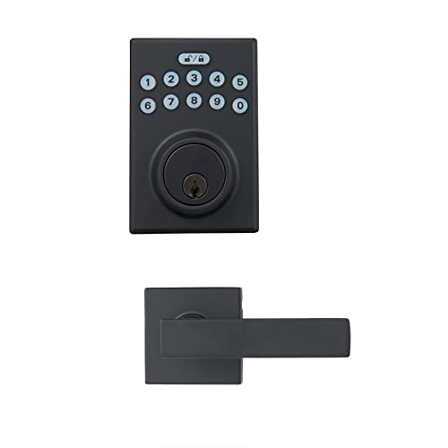 Electronic Keypad Door Lock with Handle Set - Matte Black - Easy Install