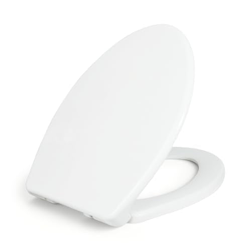 Elongated Slow Close Toilet Seat - Comfort Fit, White, Easy Install