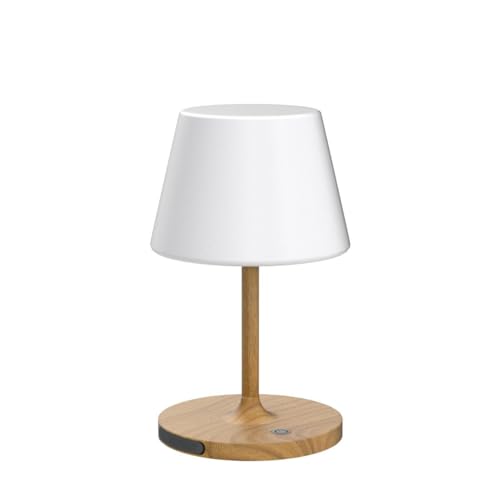 Outdoor Wooden Grain Table Lamp - Waterproof Rechargeable LED, 9.6in