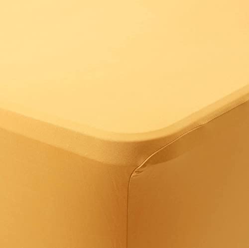 Obstal Stretch Spandex Table Cover for Standard Folding Tables - Universal Rectangular Fitted Tablecloth Protector for Wedding, Banquet and Party (Gold, 4 Ft)