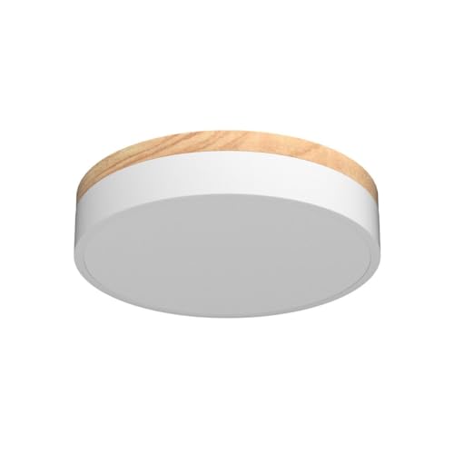 Yiisem Dimmable 11.8-inch Wood LED Flush Mount Ceiling Light - White, Adjustable Color & Brightness