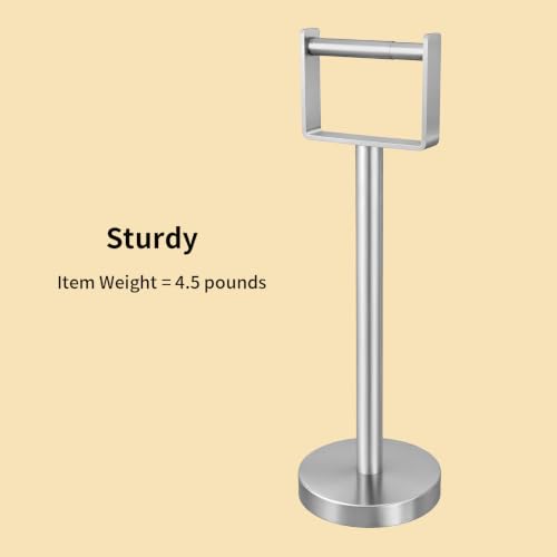 YUMORE Brushed Nickel Heavy Duty Toilet Paper Holder Stand, Extra-Weighted Base