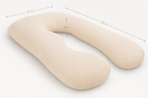 Organic Cotton Pregnancy Body Pillow U-Shape Support for Side Sleeping