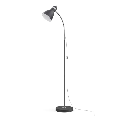 LEPOWER Metal Floor Lamp with Adjustable Gooseneck - Sand Black
