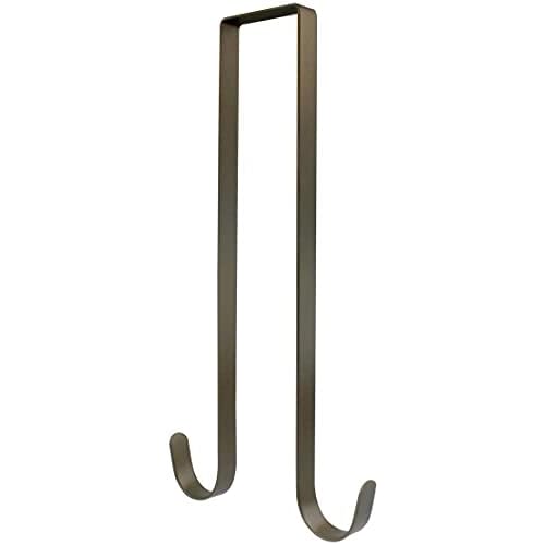 12 inch Wreath Hanger for Front Door Christmas Decoration Metal Over The Door Double Hook (Bronze)