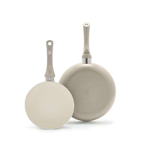 GreenLife 2-Piece Ceramic Nonstick Skillet Set (8" & 10"), Beige Taupe - Induction Compatible