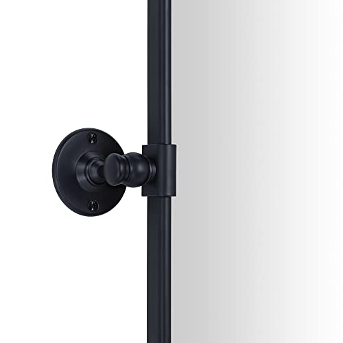 TEHOME Matte Black 24" x 23" Rectangular Tilt Bathroom Mirror with Beveled Edge