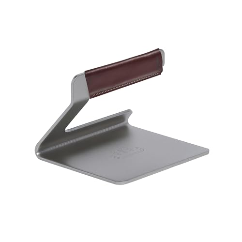 Stainless Steel Grill Press with Removable Leather Handle - Made in Sweden