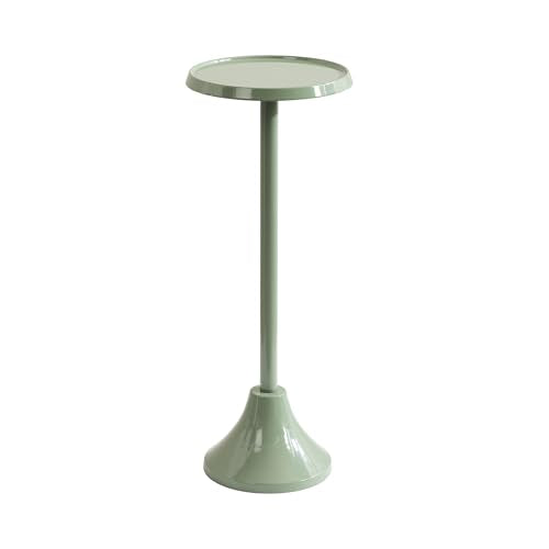 Kate and Laurel Sanzo Green Modern Round Metal Pedestal Table 9x9x23 - Indoor Plant or Drink Stand