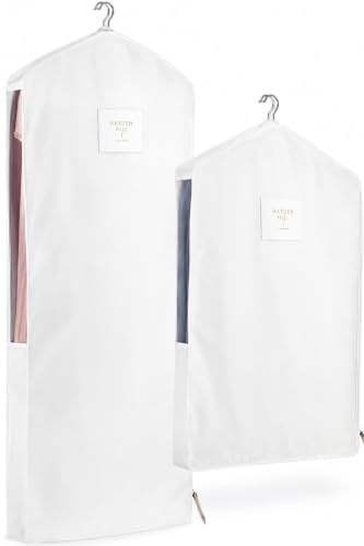 Hayden Hill Organic Cotton Garment Storage Bags 58" & 40" Hanging Clothes Organizer Mothproof Breathable