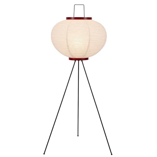 Japanese Rice Paper Floor Lamp W18xH48 Inches - White Akari Noguchi Style with 3CCT Bulb Included