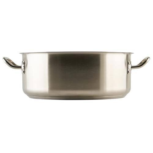 Winco 15 Qt Stainless Steel Brazier Pan with Lid - Commercial Kitchen Cookware