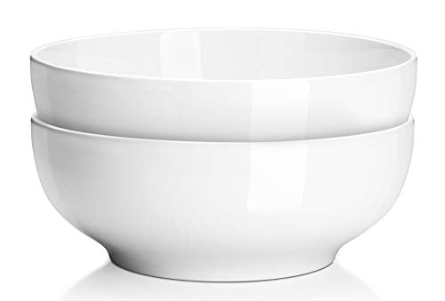 DOWAN 90 OZ (9.5 Inch) Large Serving Salad Bowl for Entertaining, Pasta, Soup, White