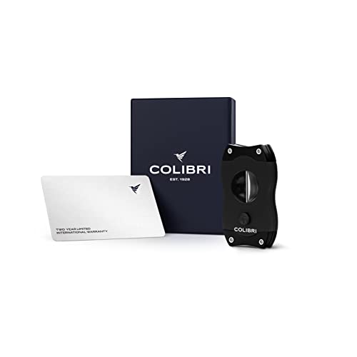 Colibri Premium V-Cut Cigar Cutter Black - Stainless Steel, Up to 60+ Ring Gauge, Gift for Cigar Enthusiasts
