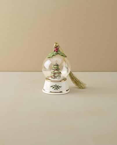 Lenox Christmas Tree Snow Globe Ornament - Tree Globe Variation, Ivory Porcelain