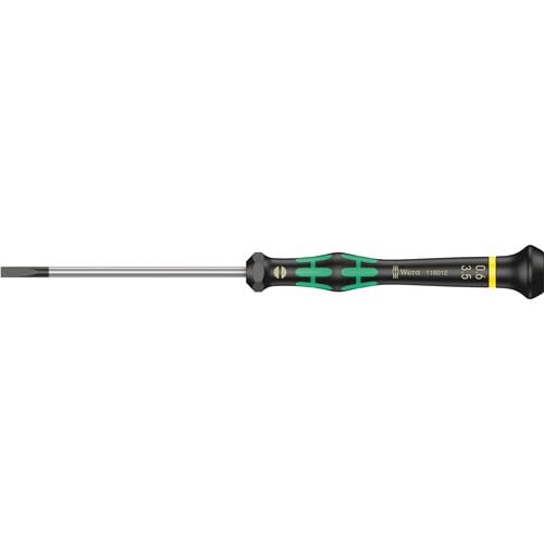Wera 2035/6 Electronics Screwdriver Set - 6-Piece Kraftform Micro Slotted & Phillips with Rack
