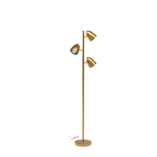 Brightech Jacob LED Floor Lamp - Adjustable 3-Light Tree in Brass Finish