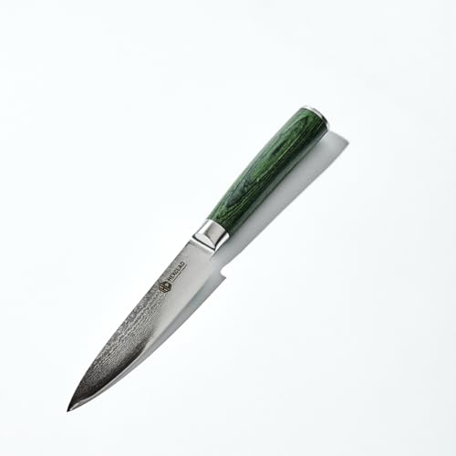HexClad 5-Inch Green Japanese Damascus Steel Utility Knife - Sharp & Ergonomic