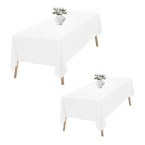 OUDIS Black Table Cloth Rectangle 2 Pack 60 x 102 Inches Stylish Polyester Fabric Table Covers for Wedding, Party, Banquet Perfect for 6ft Tables and Every Occasion