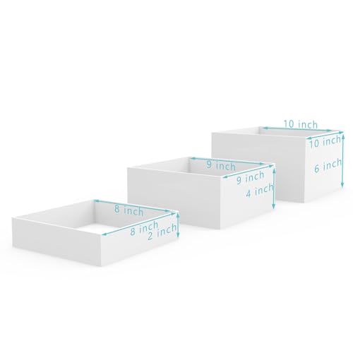 Acrylic Buffet Risers Set - 8, 9, 10 Inch Nesting Food Display Stands with Hollow Bottoms - 2 Sets
