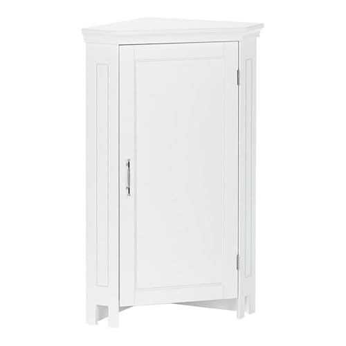 RiverRidge Somerset Corner Floor Linen Storage Cabinet - White Bathroom Organizer