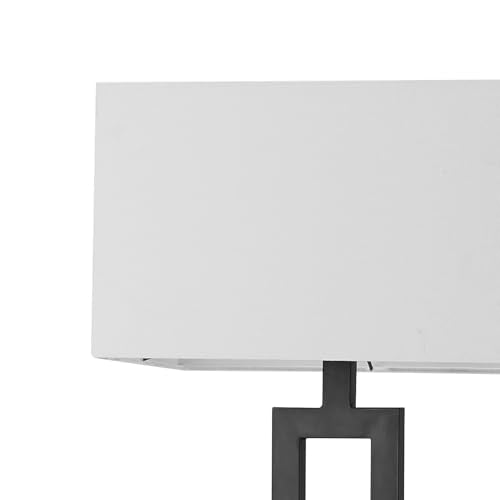 Globe Electric 58-Inch Matte Black Floor Lamp with White Linen Shade - D'Alessio Variant